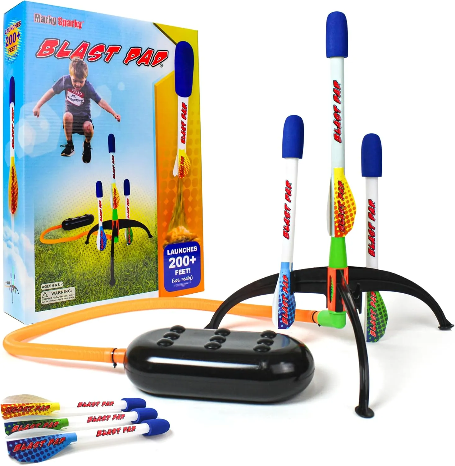 Blast Pad Rocket Launcher - Designed in USA - Highest Flying Rocket - Super Durable Rockets and Stomp Pad Launcher - Top Outdoor Toys for 6 Year Old Boys Ages 6-up