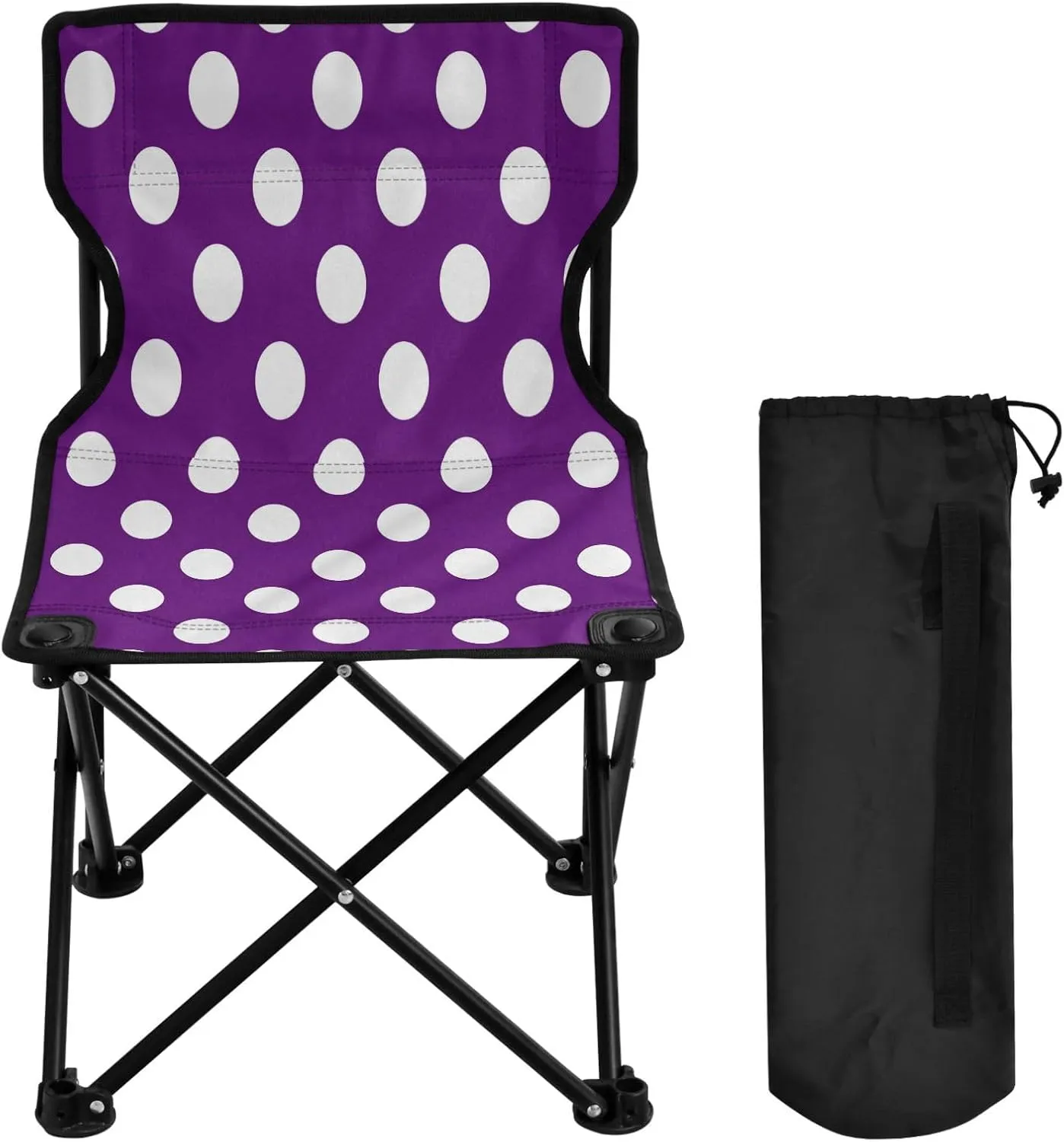 Boccsty Purple Polka Dot Camping Chair Beach Chairs Collapsible Chair Lawn Chairs Outdoor Chair for Camping Picnic Sports BBQ