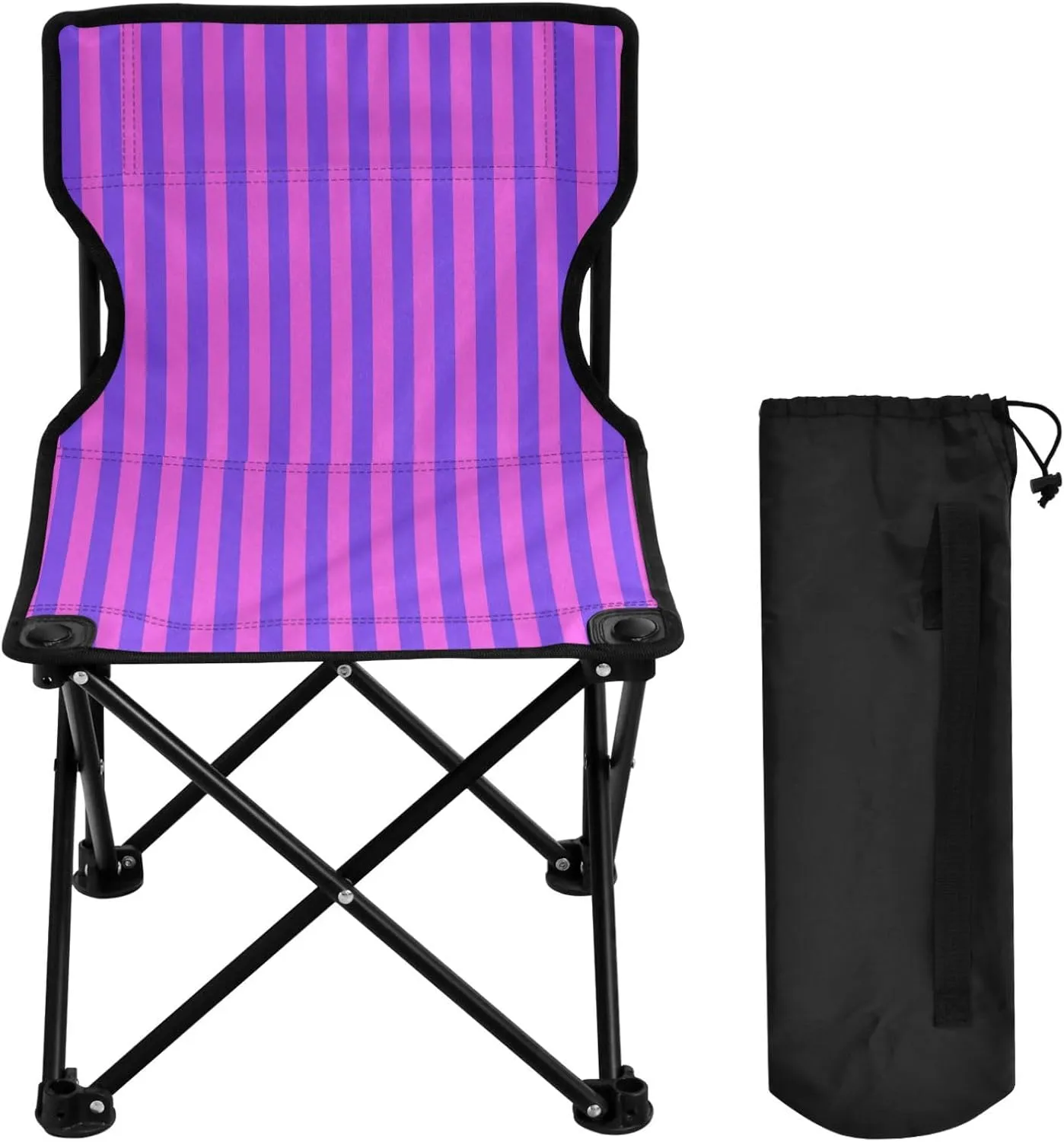 Boccsty Stripe Purple Vertical Stripe Camping Chair Beach Chairs Collapsible Chair Lawn Chairs Outdoor Chair for Camping Picnic Sports BBQ
