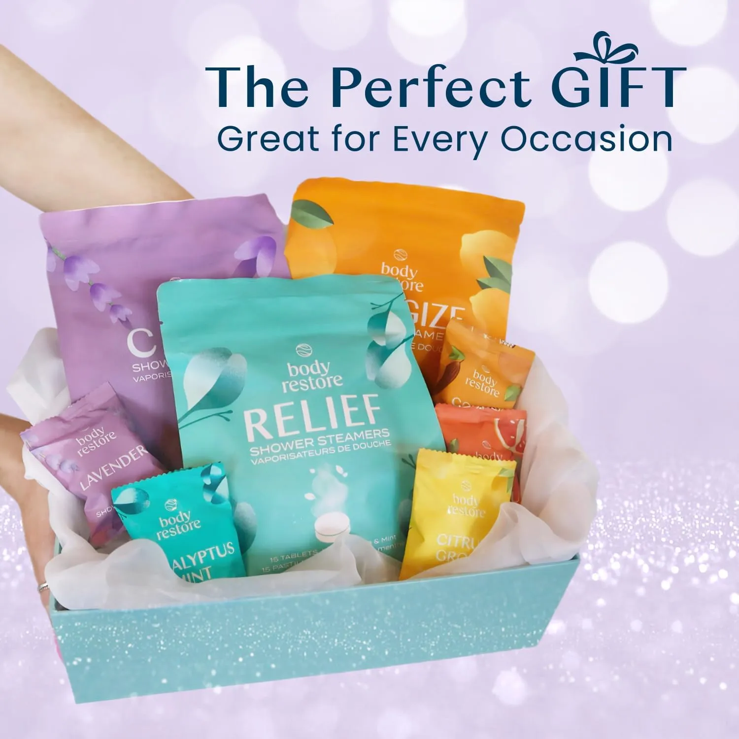 Body Restore Shower Steamers Aromatherapy 15 Pack - Mothers Day Gifts for Mom, Grandma, Birthday Gift for Dad, Daughter, Best Friend, Travel Essentials, Stress Relief, Self Care, Bath Bombs - Lavender