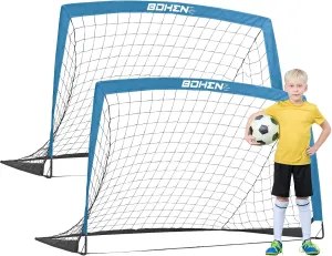 BOHEN 5x3FT Portable Soccer Goal for Kids Backyard with Carry Bag - Easy Folding Lightweight Fun for Outdoor Indoor Training Games for Teen Youth Adult