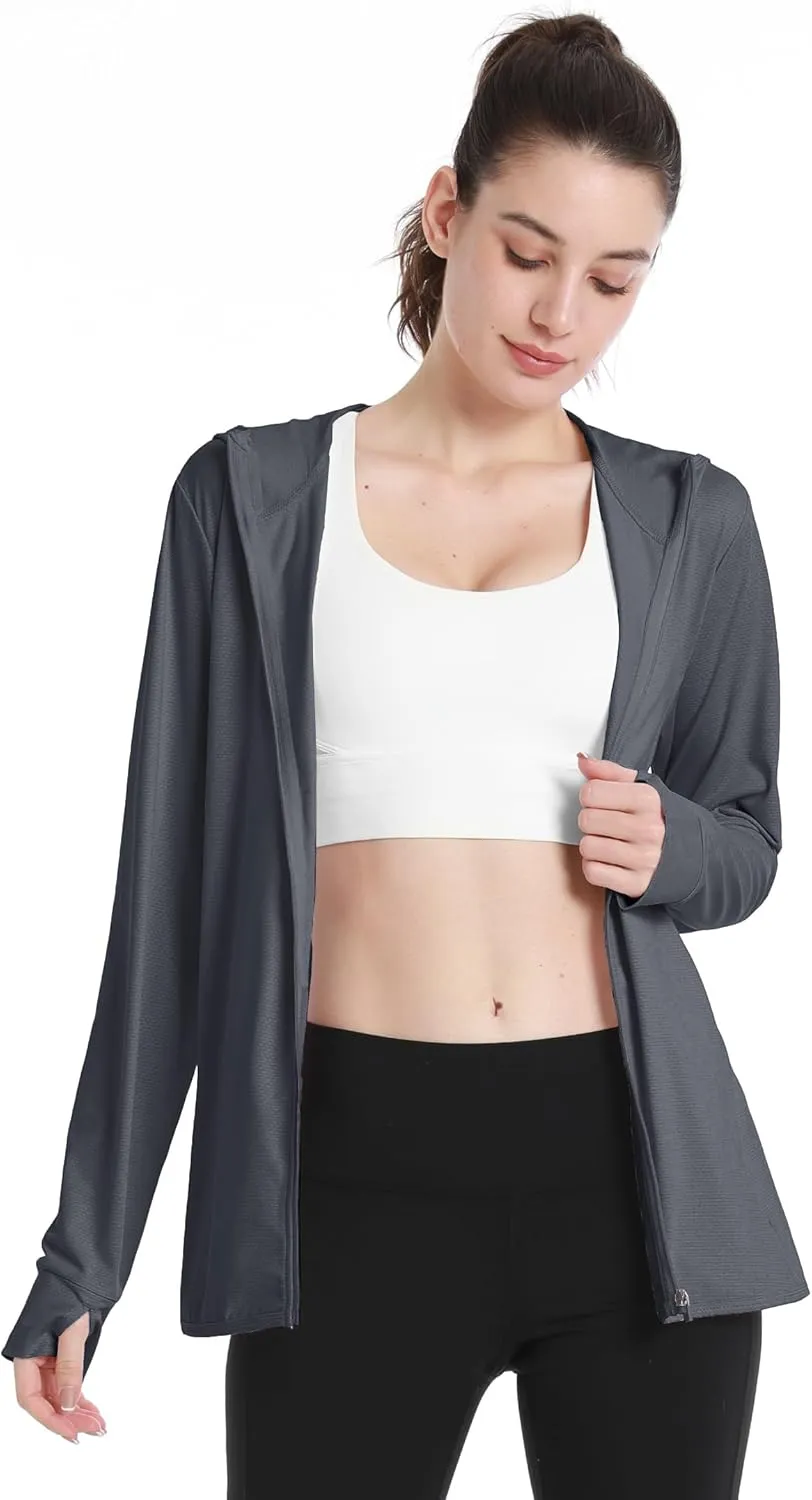 Boladeci Women's Athletic Jackets Lightweight UPF 50  Sun Shirts Long Sleeve Full Zip Up Quick Dry Running Workout Jackets