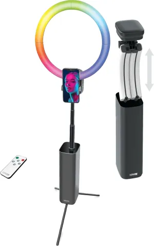 Bower 12-Inch Collapsible RGB LED Ring Light, Portable Wireless Creator Light for Content Creation, Adjustable Color Modes, Foldable Design for YouTube, TikTok, Photography & Video