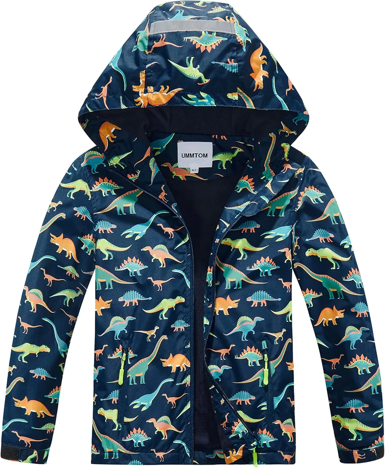 Boys Rain Jackets Lightweight Waterproof Hooded fleece Raincoats Windbreakers for Kids