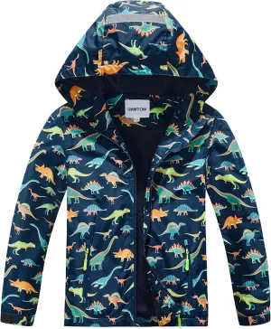 Boys Rain Jackets Lightweight Waterproof Hooded fleece Raincoats Windbreakers for Kids
