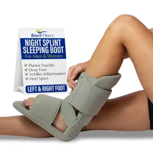 Brace Direct Padded Night Splint 90 Degree Sleeping Boot - Immobilizing Stretching Support for Plantar Fasciitis, Drop Foot, Achilles Tendonitis, Heel Spurs, Medium (US Shoe Men 7.5-10.5 / Women