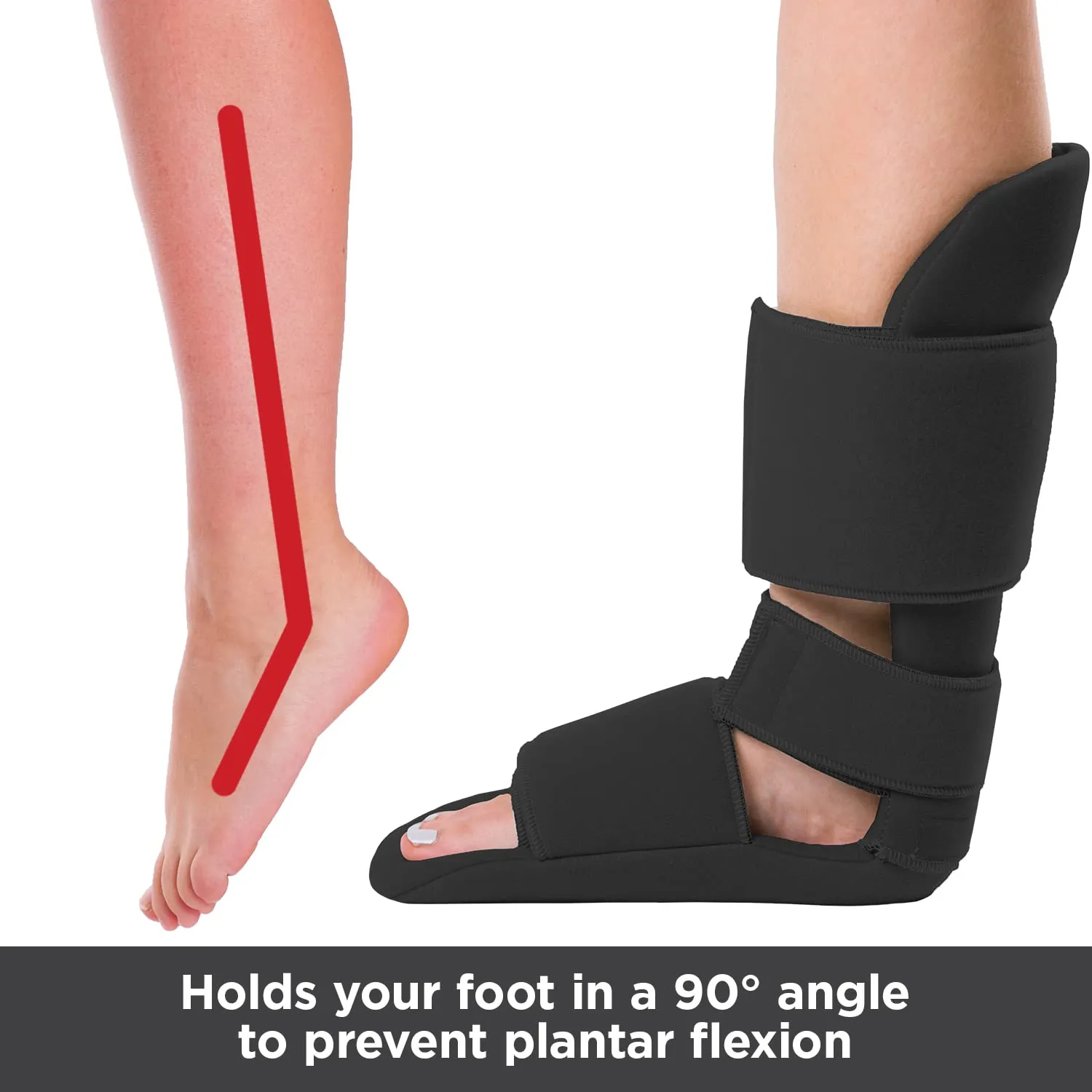 BraceAbility Padded 90 Degree Plantar Fasciitis Boot | Soft Night Splint to Stabilize Foot and Ankle, Stretches Plantar Fascia Ligament and Supports Achilles Tendon (Medium)
