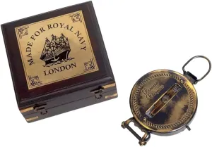 Brass Lensatic Compass Engineering Military Camping Hiking w/Wooden Box Gift Compass, Graduation Day Gifts