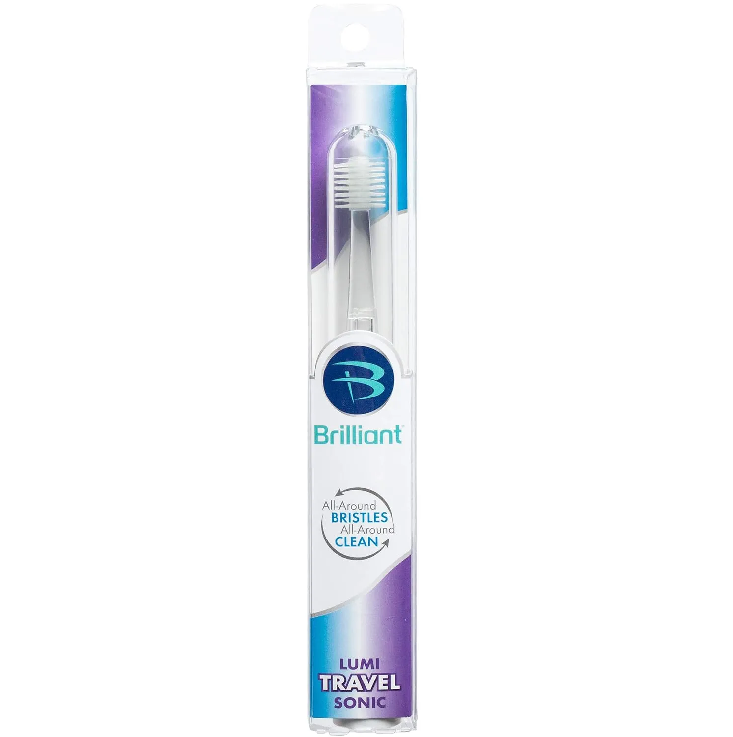 Brilliant Lumi 360 Round Head Travel Sonic Electric Toothbrush for Adults - Tooth Brush with LED Microfiber Bristles Gentle Sonic Technology for a Smile, Vibrating Toothbrush, 1 Brush Head