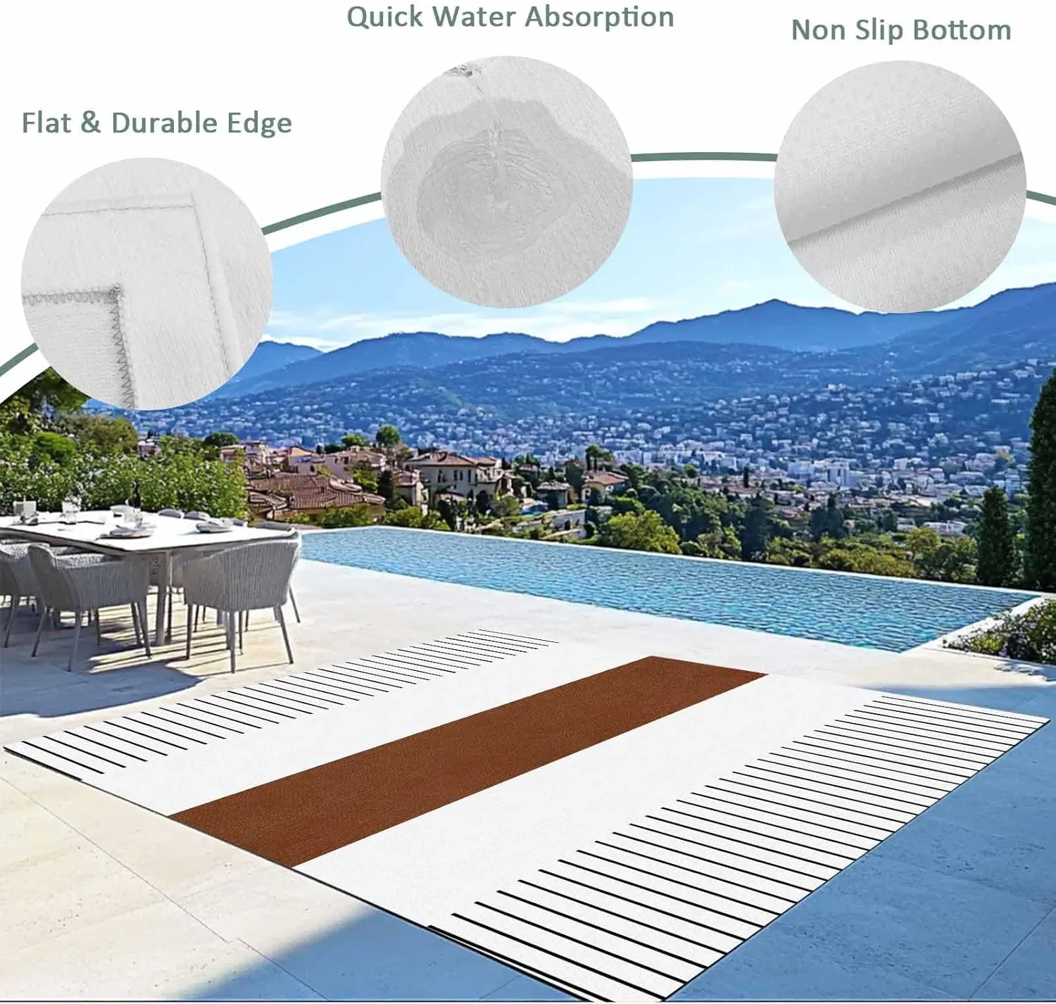 Brown White Outdoor Patio Rug 5x8ft Large,Washable RV Camping Outside Area Runner Rug Mat,Boho Geometric Tribal Stripes Bohemian Modern Carpet for Picnic Backyard Deck Porch Balcony Beach & Indoor