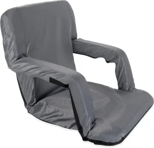 Camco Portable Stadium Seat | Ideal for Benches, Picnics, The Beach, Outdoor Concerts, Sporting Events, and More | Grey (53101)