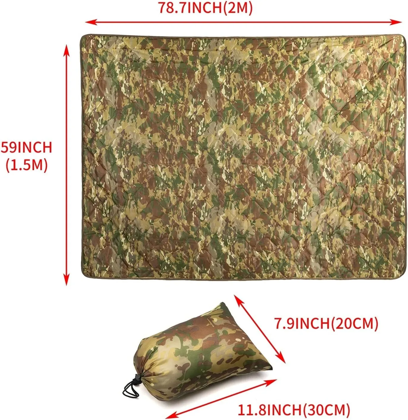 Camouflage Quilt Camping Blanket Beach Hiking Tourist Mattress Pad Portable Travel Picnic Mat Ground Sheet Sleep Cover (Color : Tree, Size : A)