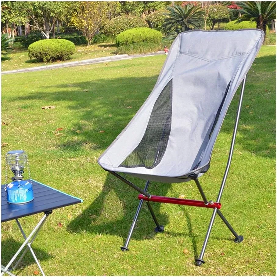 Camping Folding Chair Portable Ultralight Outdoor Camping Chair Collapsible Picnic Backrest Seat Folding Aluminum Alloy Stool (Color : Gray)