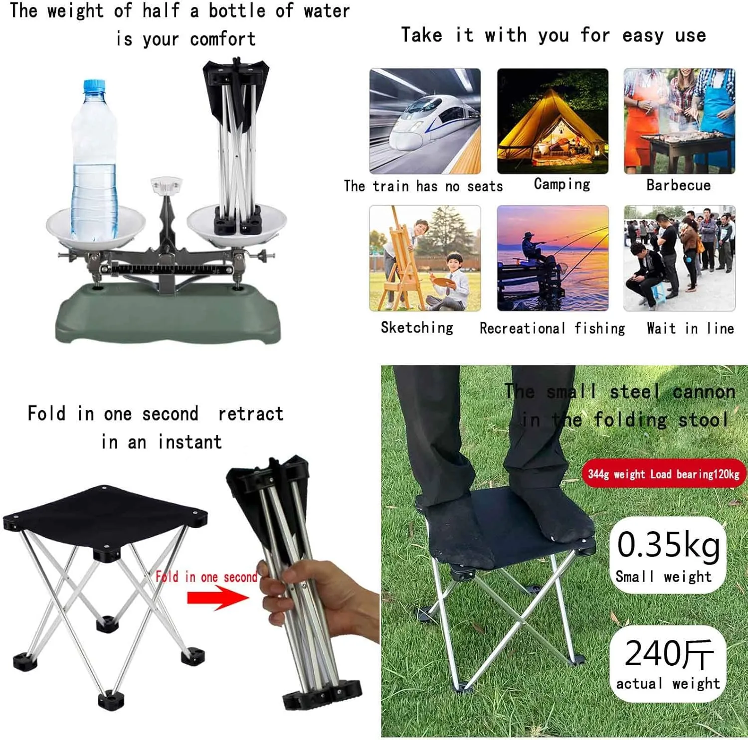 Camping Folding Chairs Outdoor Small Portable Foldable Lightweight Aluminum Stools Portable Sketch Chair for Camping/Fishing/Picnic/Travel/Hiking