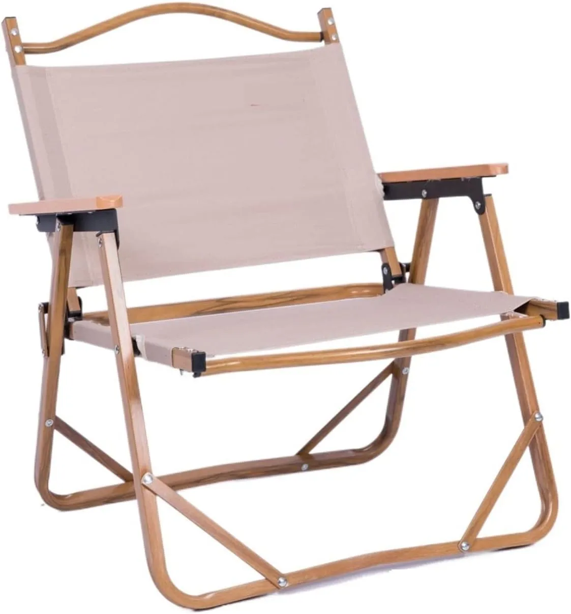 Camping Folding Stools Portable Folding Ultralight Wooden Handrails Aluminum Alloy Support Oxford Cloth Leisure Armchair Camping Picnic Bracket Chair
