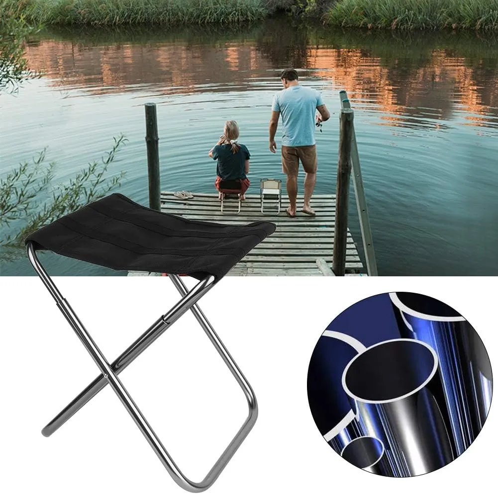 Camping Foot Rest Outdoor Foot Stool, Mini Portable Camping Stool Folding Aluminum Alloy Outdoor Chair (Medium-Silver)