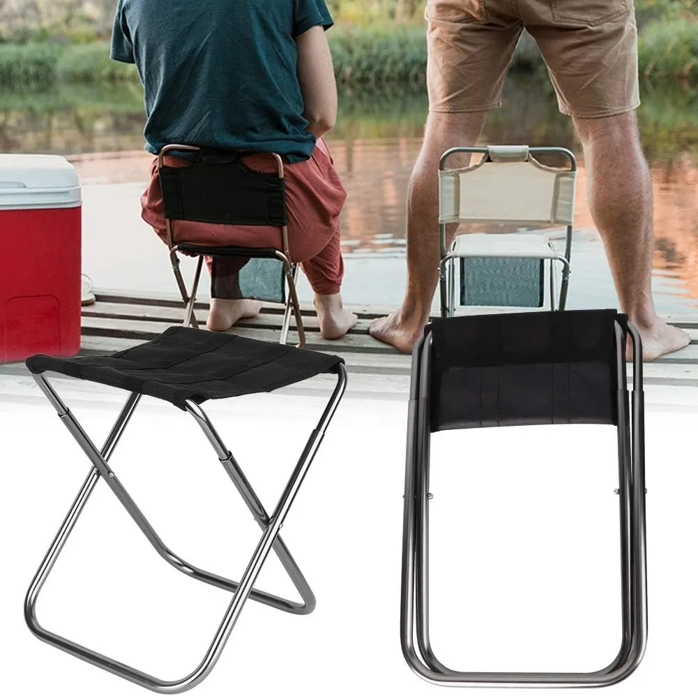 Camping Foot Rest Outdoor Foot Stool, Mini Portable Camping Stool Folding Aluminum Alloy Outdoor Chair (Medium-Silver)