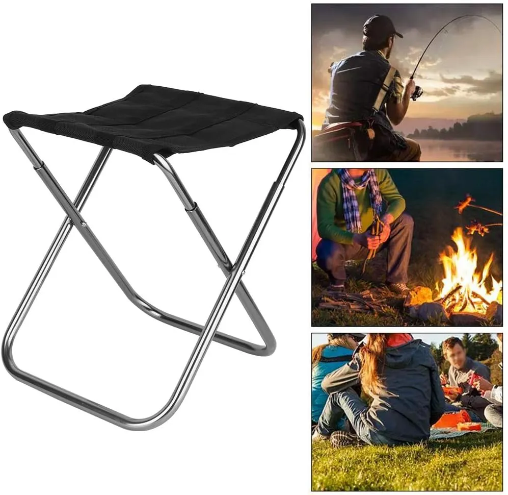 Camping Foot Rest Outdoor Foot Stool, Mini Portable Camping Stool Folding Aluminum Alloy Outdoor Chair (Medium-Silver)