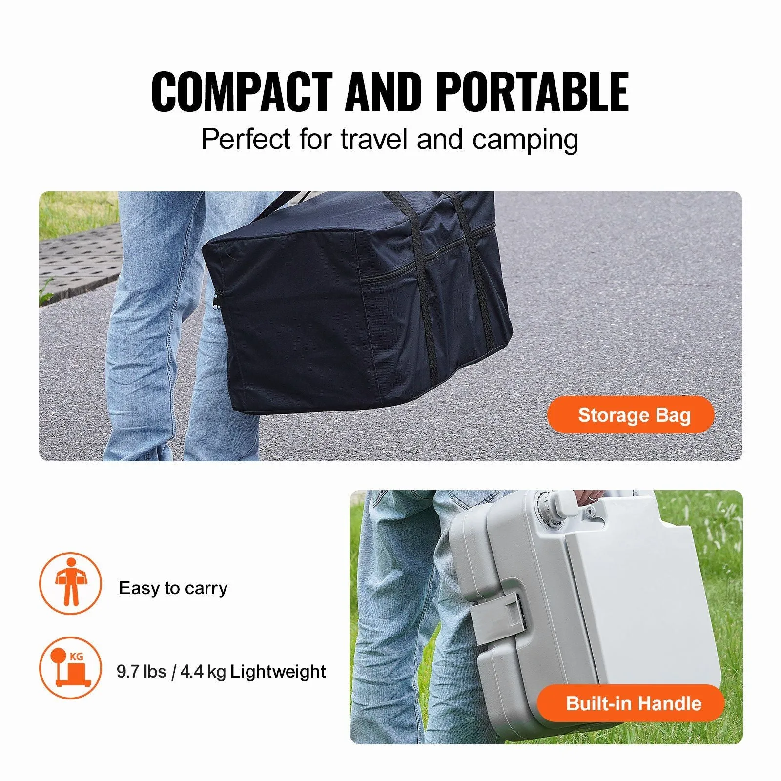 Camping High-precision Tank Camping, and Flush Adults Kids Odourless for Responsive Waste Porta for Leak-proof Potty Commode, Toilet Car Toilet 3.2 with Tank, Pressurized VEVOR Travel Gal 3.2 Portable Push-Button Flush & Gal
