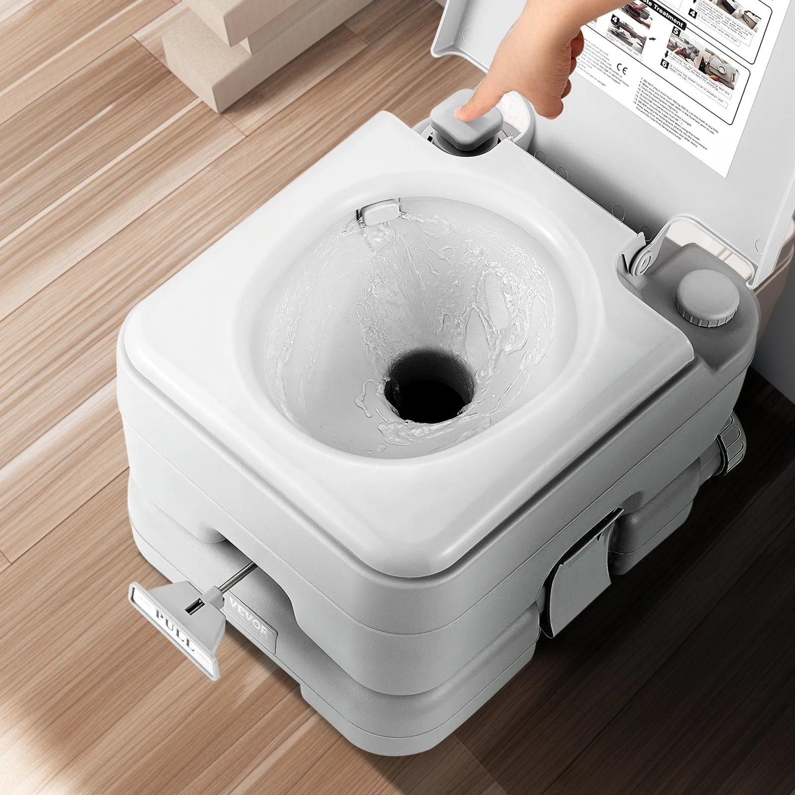 Camping High-precision Tank Camping, and Flush Adults Kids Odourless for Responsive Waste Porta for Leak-proof Potty Commode, Toilet Car Toilet 3.2 with Tank, Pressurized VEVOR Travel Gal 3.2 Portable Push-Button Flush & Gal