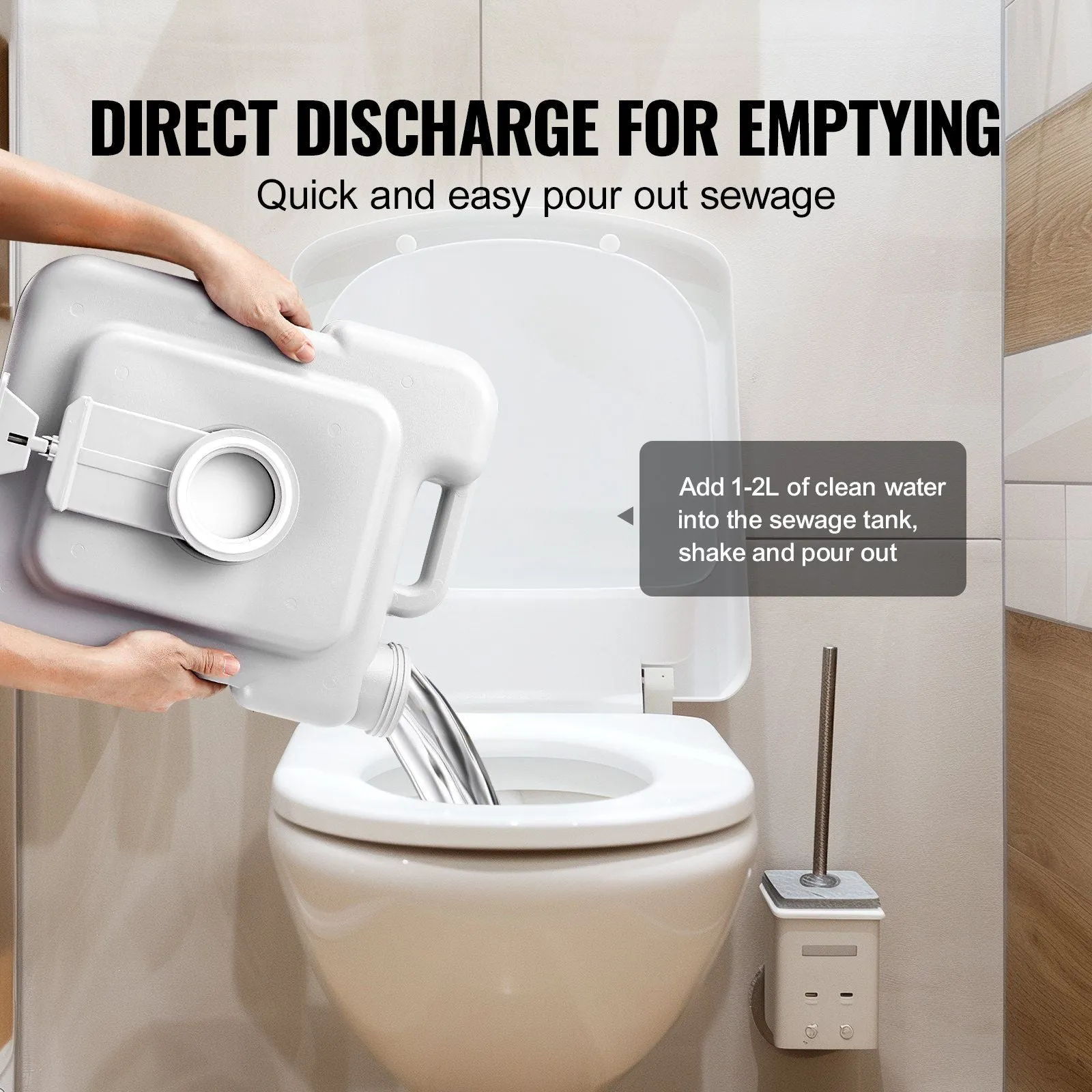 Camping High-precision Tank Camping, and Flush Adults Kids Odourless for Responsive Waste Porta for Leak-proof Potty Commode, Toilet Car Toilet 3.2 with Tank, Pressurized VEVOR Travel Gal 3.2 Portable Push-Button Flush & Gal