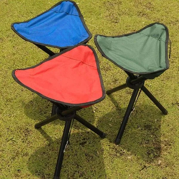 Camping Hiking Fishing Picnic Foldable Stool Tripod Chair - Green