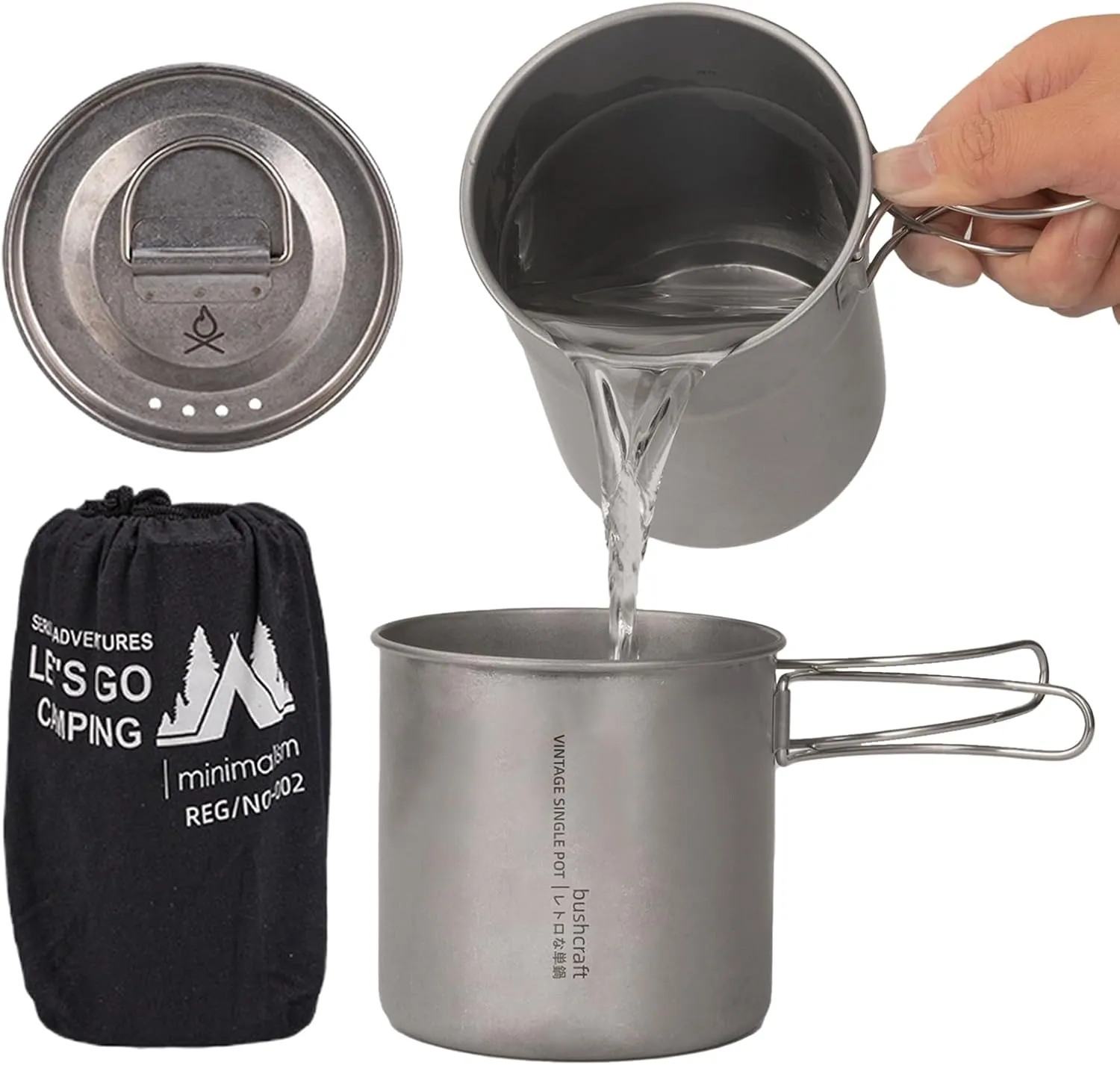 Camping Pot Set, Camping Cooking Pot | Stainless Steel Kitchen City | Two Portable Folding Pots with Handle for Camping Homes Recreational Vehicles Emergencies