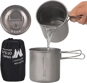 Camping Pot Set, Camping Cooking Pot | Stainless Steel Kitchen City | Two Portable Folding Pots with Handle for Camping Homes Recreational Vehicles Emergencies