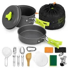 Camping Pots Cookware Set Portable Outdoor Cooking  Tableware for Hiking Trekking Picnic Fishing Mountaineering