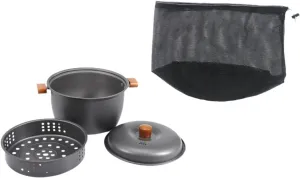 Camping Soup Pot Picnic Stockpot Portable Cookware with Lid Lightweight Tableware Kitchen Utensils with Steamer for Traveling