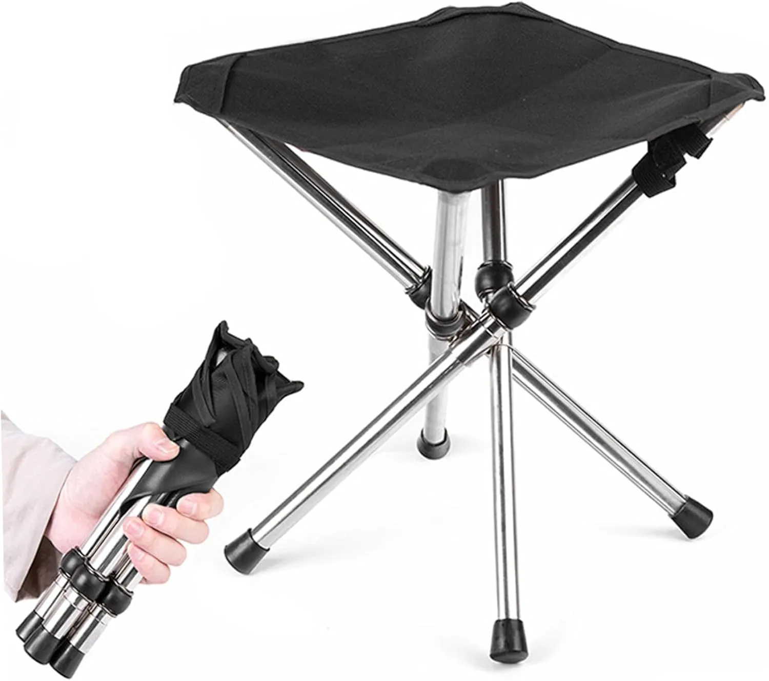 Camping Stool 12.2'' High Folding Camp Stool 220lbs Heavy Loading Tripod Chair Portable Wear-Resistant Fishing Folding Chair for Outdoor Walking Hiking Travel SStool
