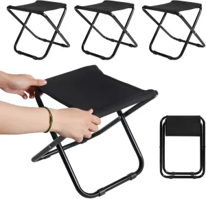 Camping Stool 4 Pack, Small Portable Folding Stool for Outdoor, Semi-Folding Foot Rest, Foldable Footstool for Picnic Fishing Hiking