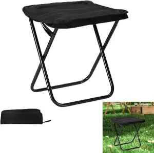Camping Stool, Collapsible Stool, Travel Folding Camping Stool, Portable Collapsible Stool, with Carry Bag, for Outdoor Camping Walking Hunting Hiking Fishing Travel,Black