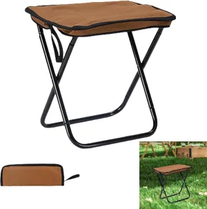 Camping Stool, Collapsible Stool, Travel Folding Camping Stool, Portable Collapsible Stool, with Carry Bag, for Outdoor Camping Walking Hunting Hiking Fishing Travel,Brown