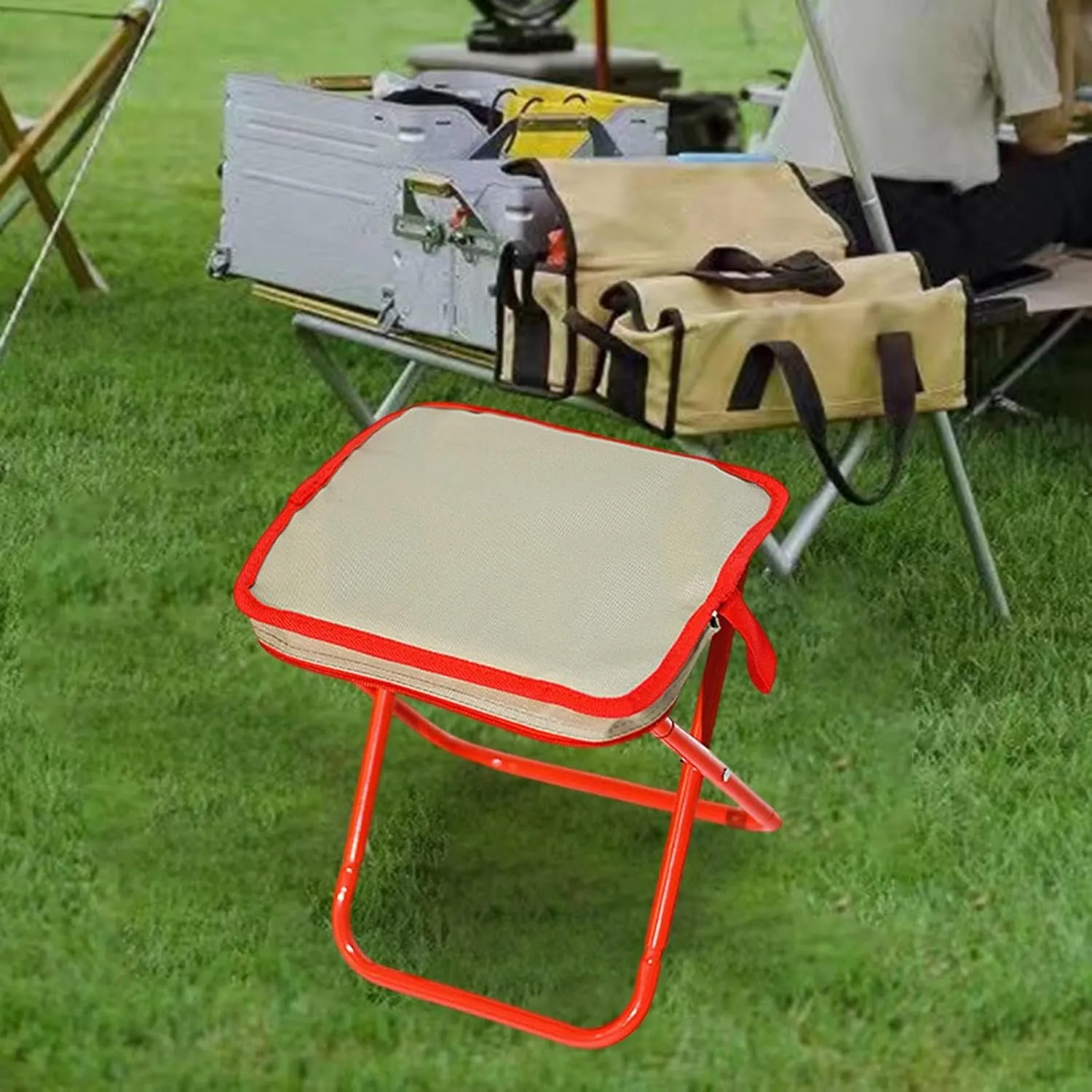 Camping Stool, Folding Chair, Lightweight Compact Folding Stool, Outdoor Footstool for Hiking Patio Travel Picnic Gardening