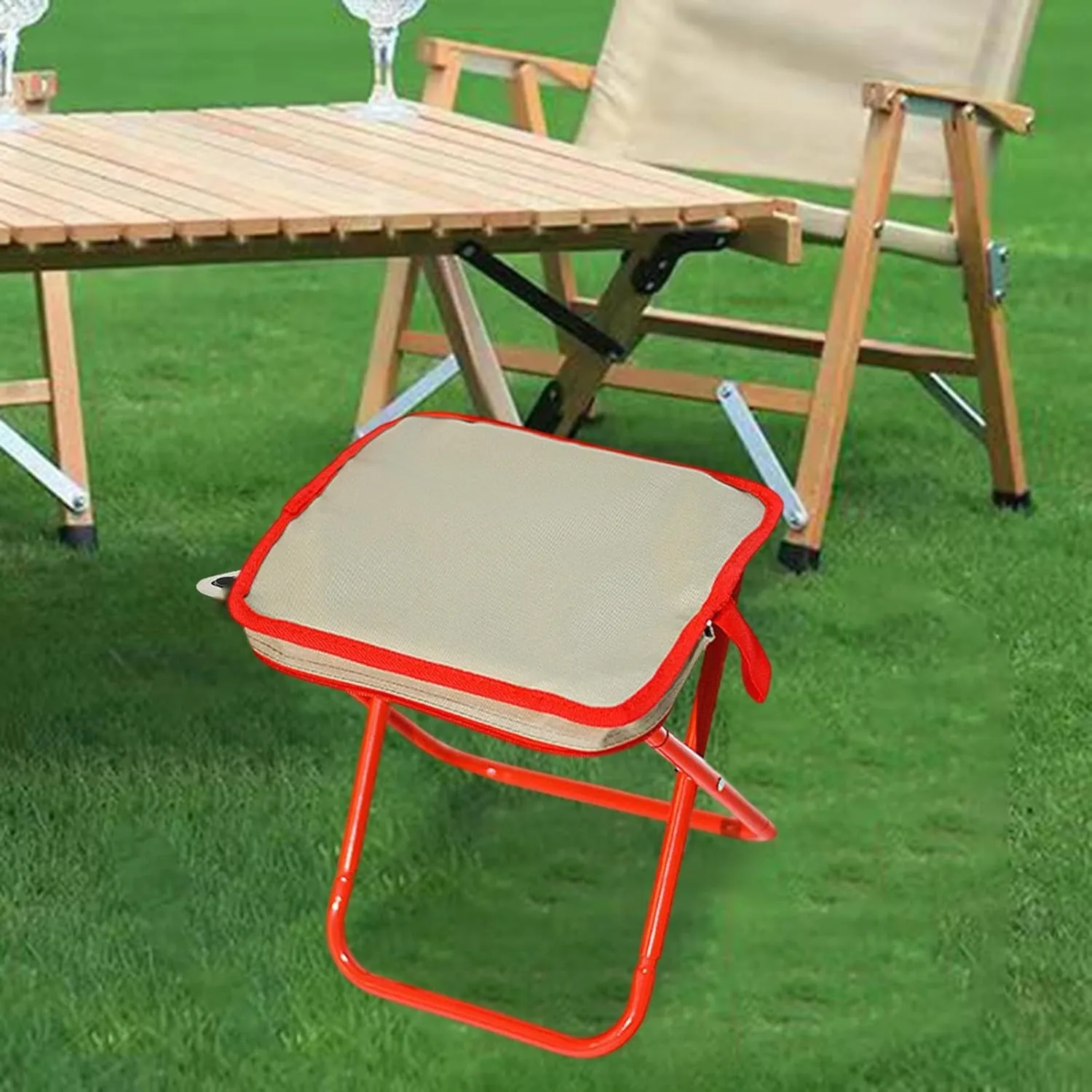 Camping Stool, Folding Chair, Lightweight Compact Folding Stool, Outdoor Footstool for Hiking Patio Travel Picnic Gardening