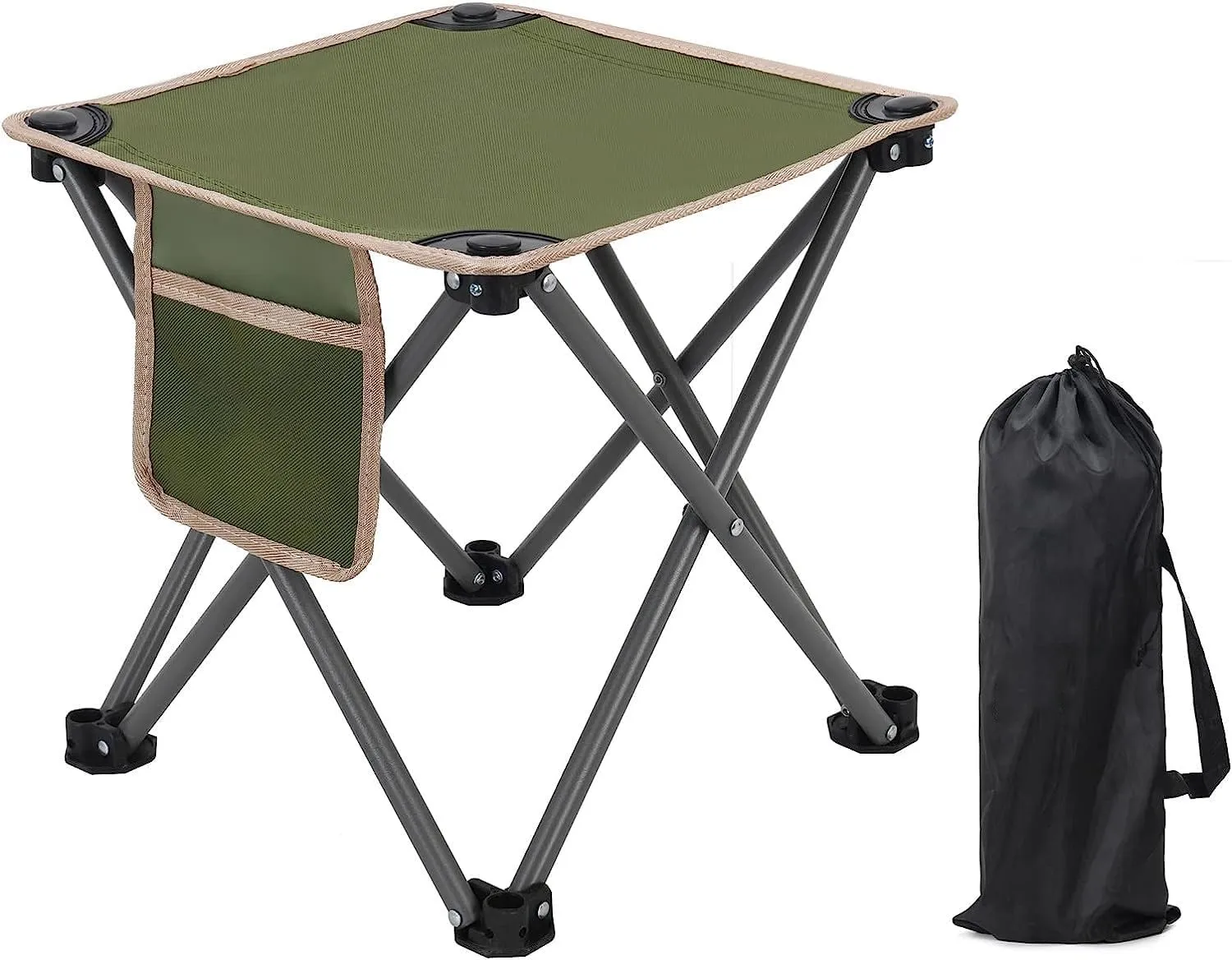 Camping Stool, Folding Small Chair Portable Camping Stool for Camping, Fishing, Hiking, Gardening and Beach, Camping Seat with Carry Bag (Green, L 13.5 Inch)