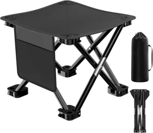 Camping Stool. Load Capacity 550 lbs Upgraded 13 Inch Portable Folding Stool.Lightweight Stool Ideal for Adult Fishing Outdoor Walking Beach Picnics (Black)
