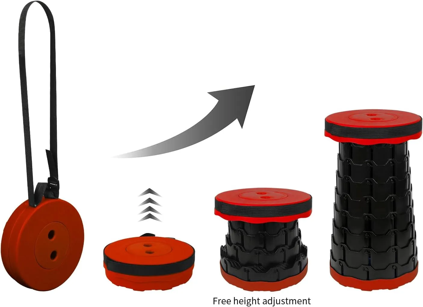 Camping Stool Portable Collapsible Stool Retractable Stool Outdoor Capacity 400lb Lightweight for Fishing Hiking Trips BBQ Red