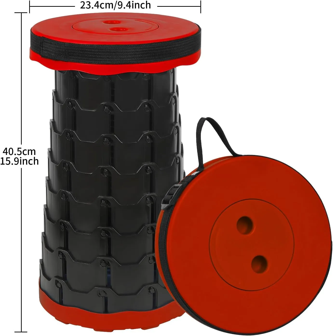 Camping Stool Portable Collapsible Stool Retractable Stool Outdoor Capacity 400lb Lightweight for Fishing Hiking Trips BBQ Red