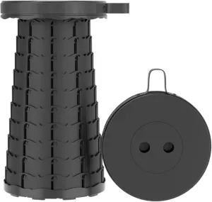 Camping Stool, Portable Foldable Telescopic Stool, Height Adjustable Telescopic Folding Stool, Outdoor Folding Stool for Fishing Hiking BBQ (Black)