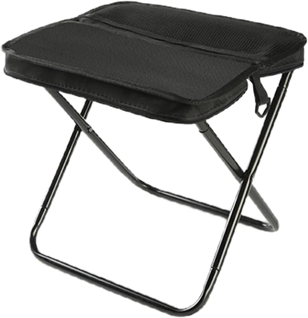Camping Stool Portable Folding Camping Stool for Camping, Fishing, Hiking, Gardening and Beach, Camping Seat, with Crossbody Strap (Black, X)