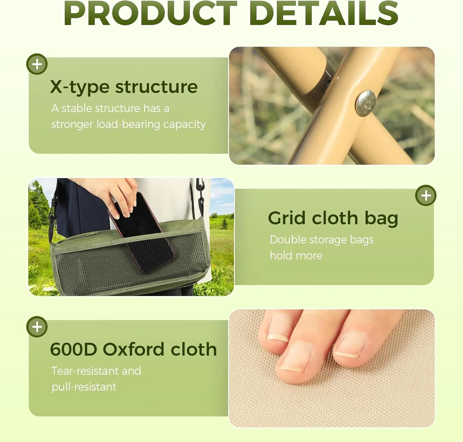 Camping Stool Portable Folding Camping Stool for Camping, Fishing, Hiking, Gardening and Beach, Camping Seat, with Crossbody Strap (Black, X)