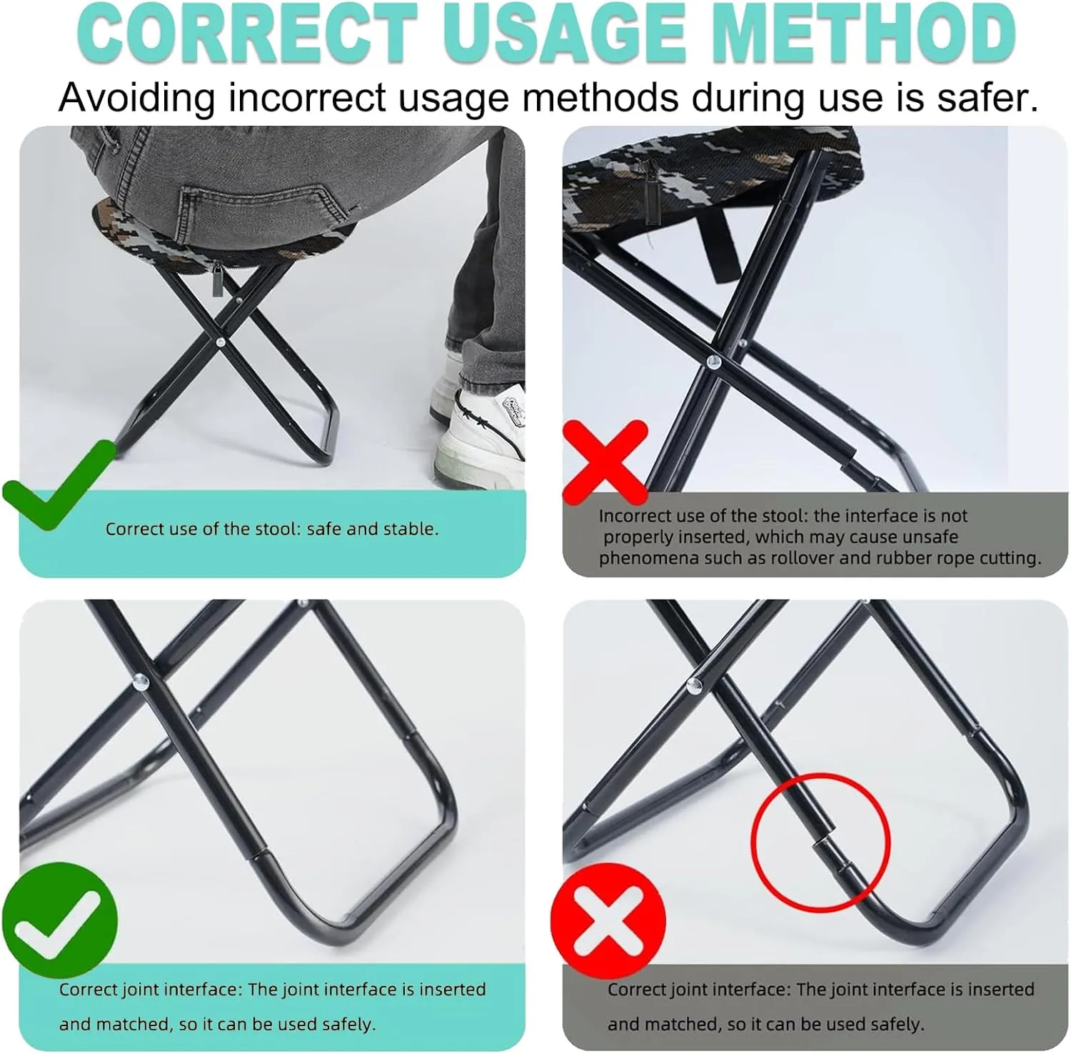 Camping Stool, Portable Folding Stool with Carry Bag, 12in Portable Folding Chair Collapsible Camp Stool Outdoor Footstool for Travel Walking Hiking Fishing Picnic Barbecue (Blue/Gray)