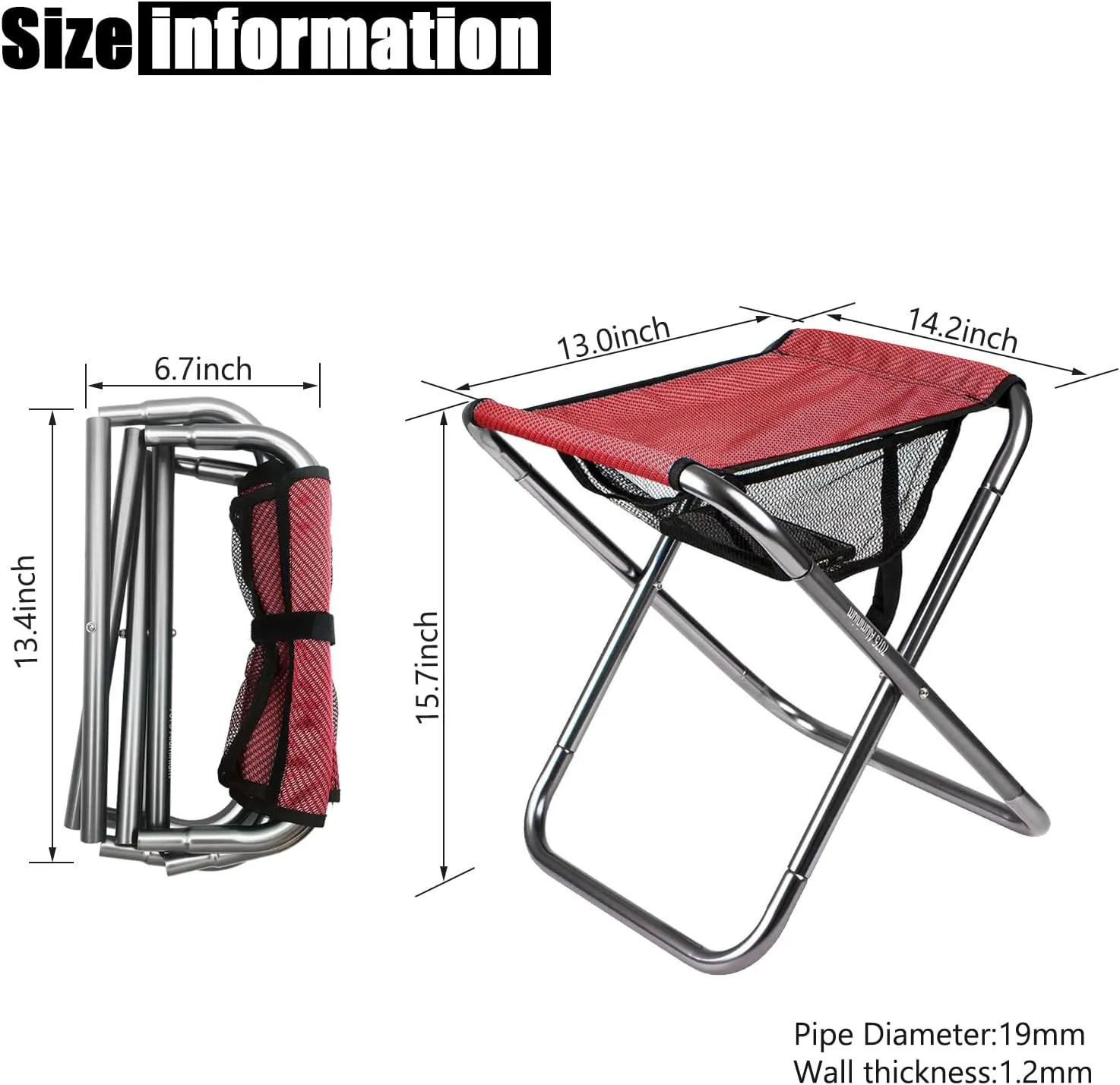 Camping Stool, Portable Folding Stool XXL Size Camping Stool for Adults Supports up to 240 lbs
