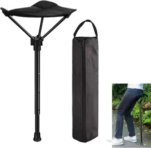 Camping Stool, Portable Telescoping Stool, Adjustable Folding Stool, Single Leg Chair with Carry Bag, for Camping Hiking