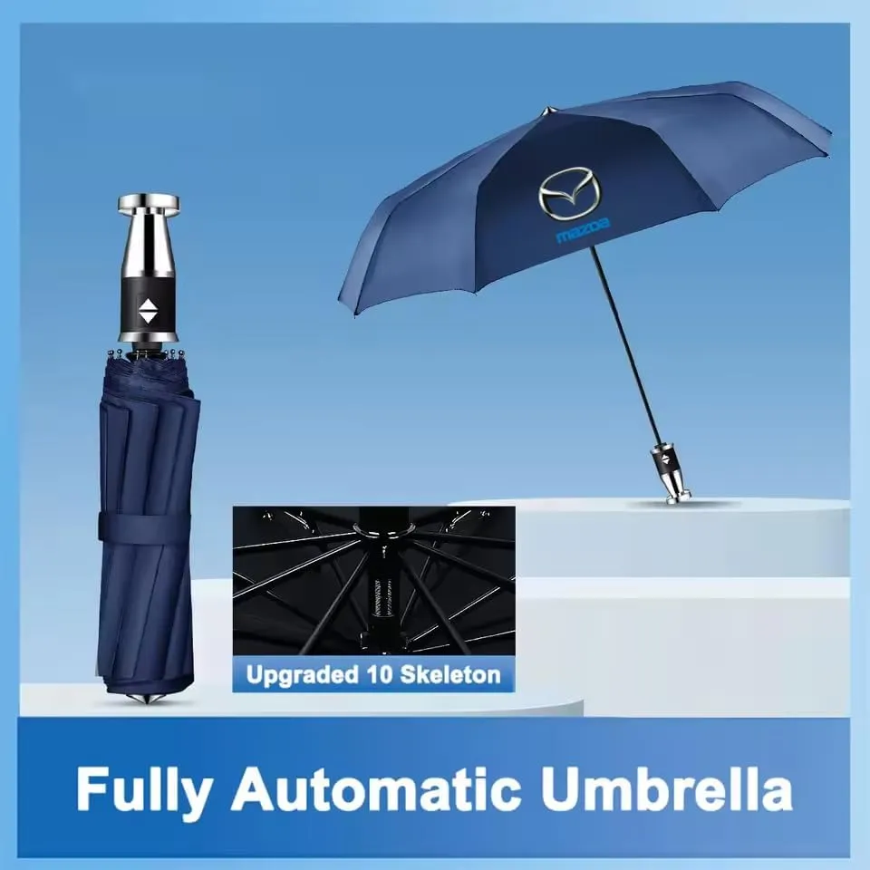 Car Folding Umbrellas for Rain for Mazda Biante 2008-2018, Windproof Travel Umbrella Waterproof Canopy Auto Open Close Windproof Umbrellas for Rain & Sun Accessories