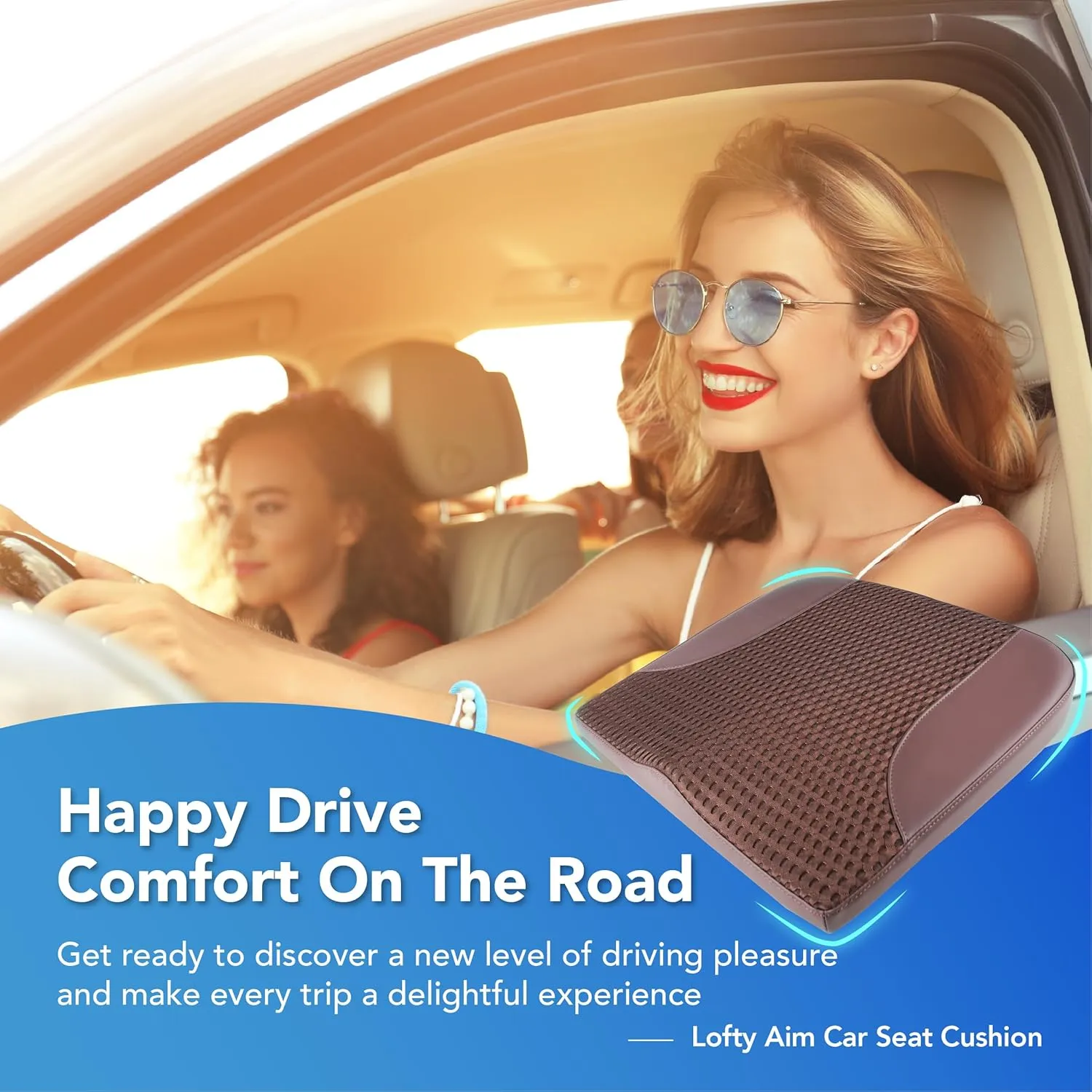 Car Seat Cushion: Comfortable Memory Foam Car Seat Cushion for Driving - for Sciatica-Tailobone Pain Relief - Seat Cushion for Car-Truck, Office, Wheelchair - Brown