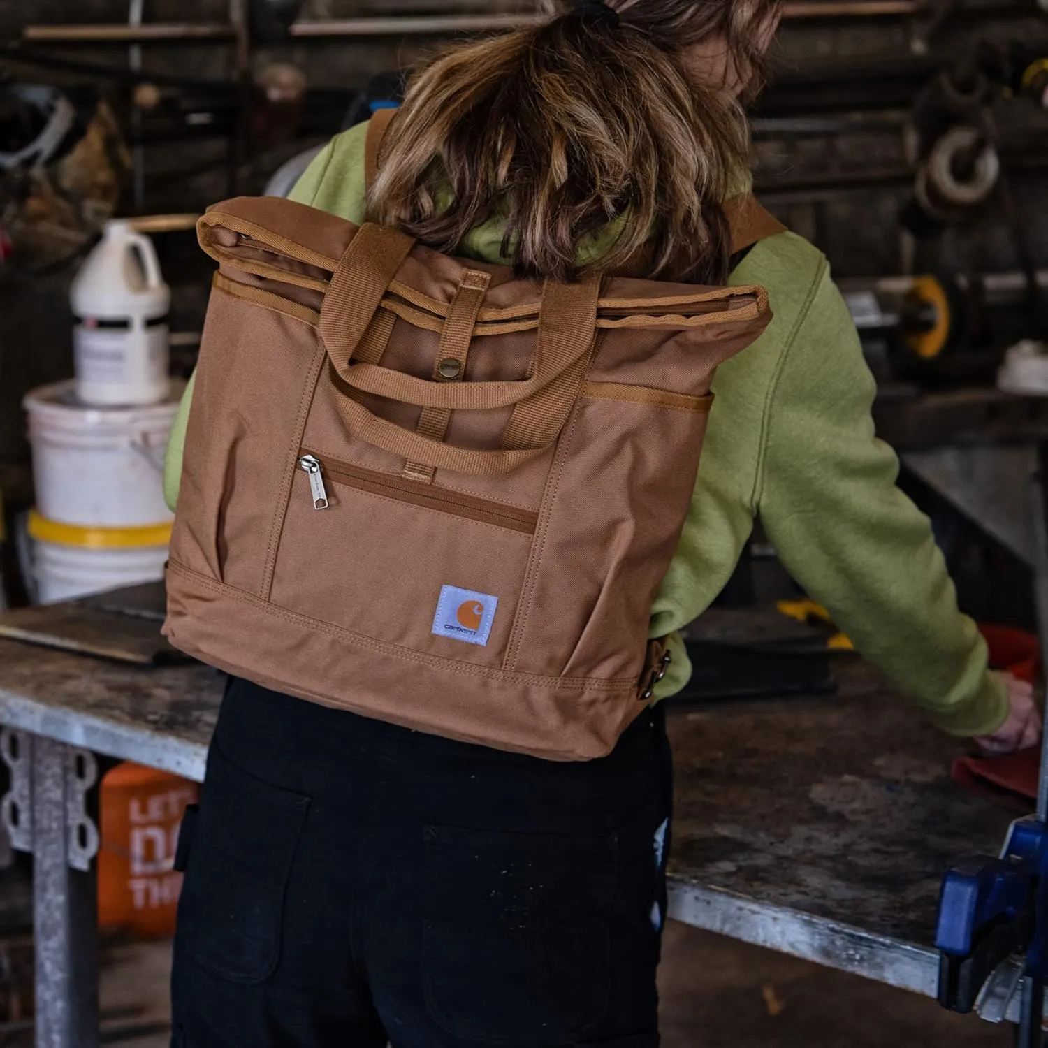 Carhartt Convertible Backpack Tote, Durable Tote Bag with Adjustable Backpack Straps and Laptop Sleeve, Black