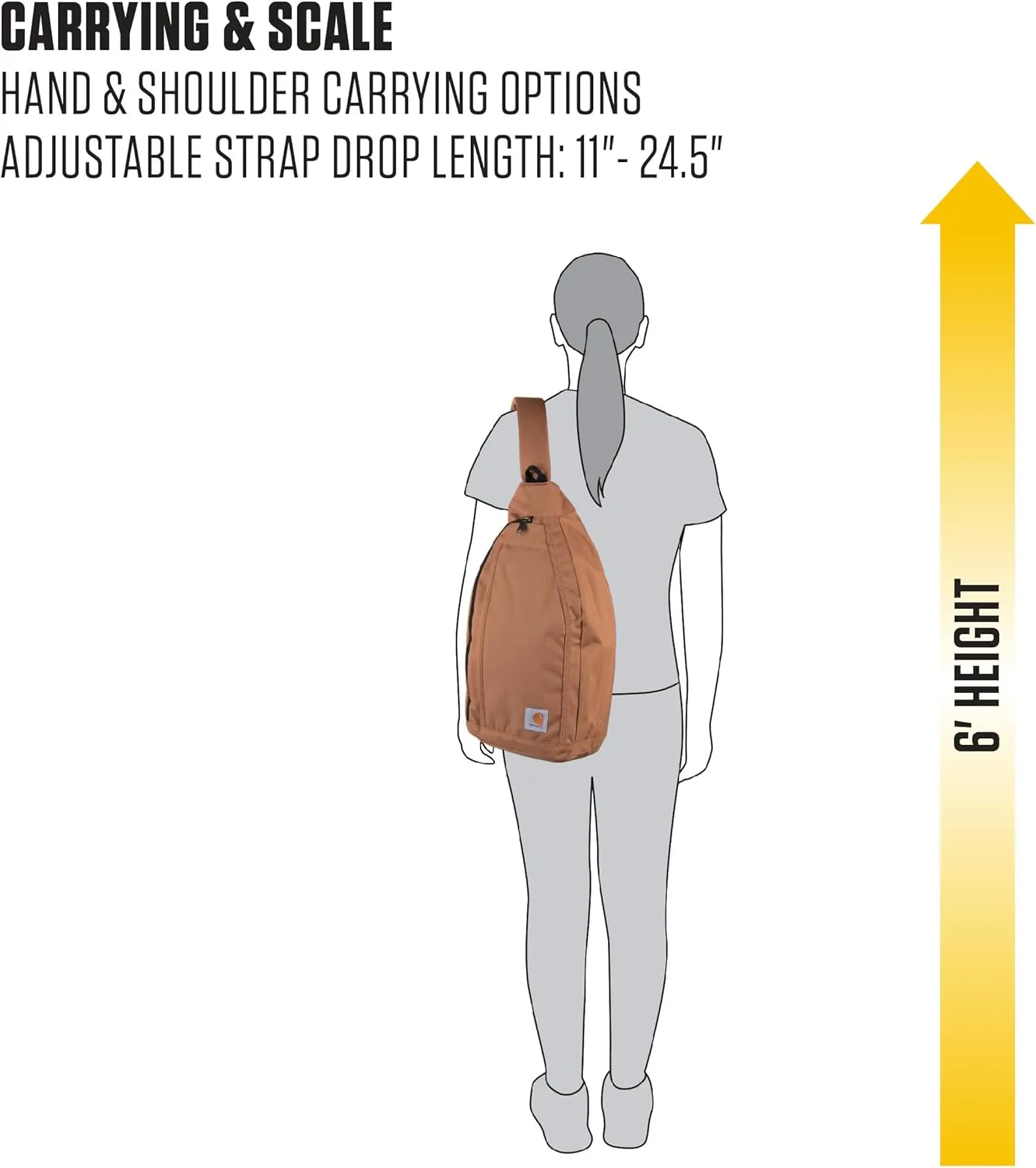Carhartt Durable Sling Bag, Crossbody Backpack with Side Release Buckle, Tablet Sleeve and Adjustable Strap, Seabrook